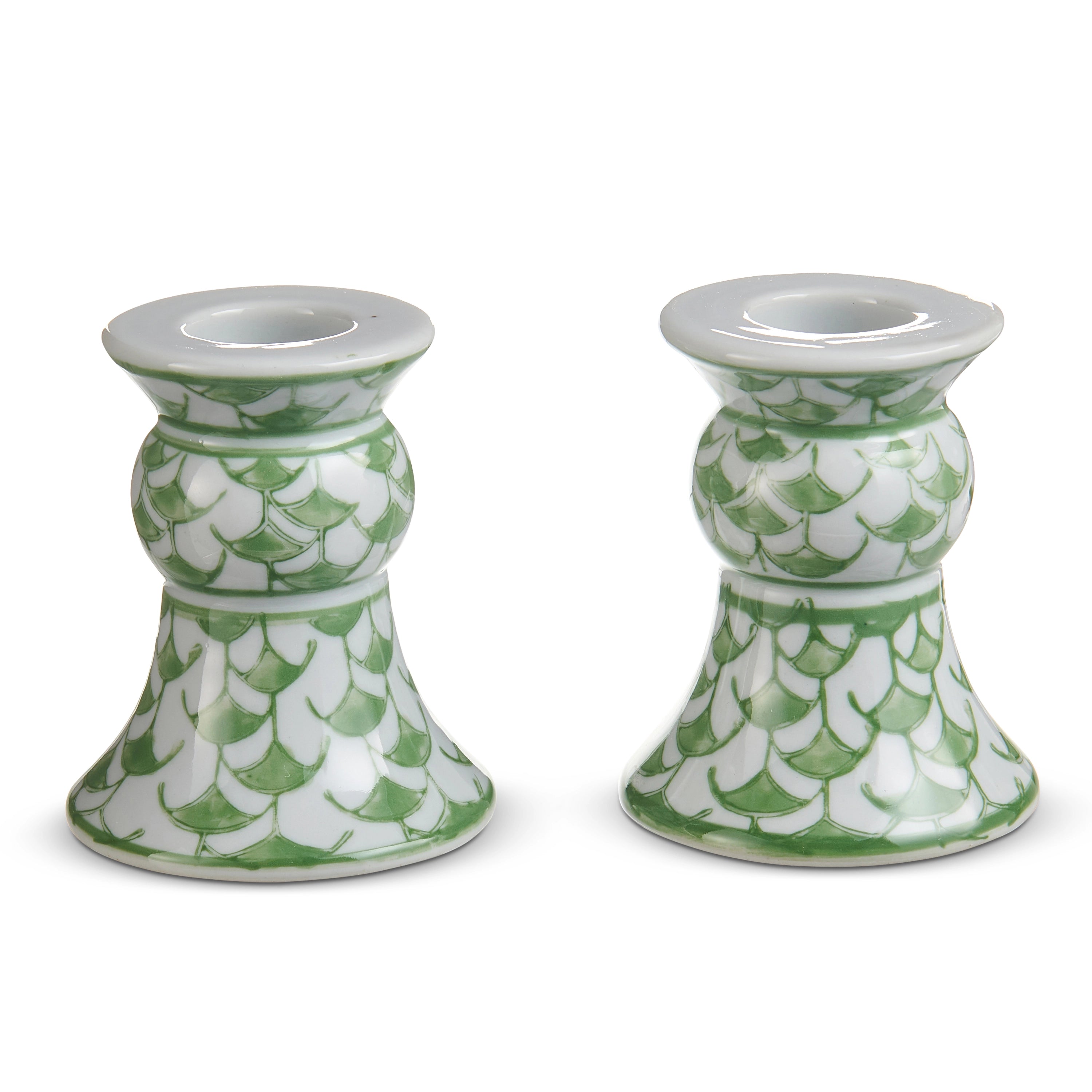 3.5" Green Candle Holders Set