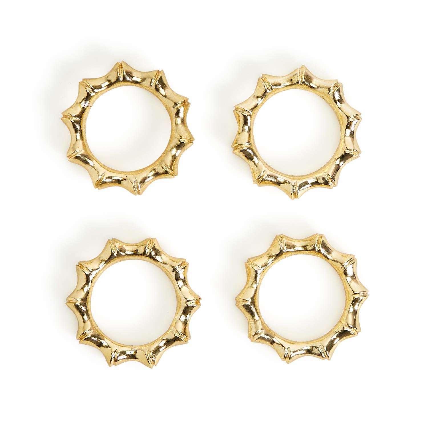 Set of 4 Golden Bamboo Napkin Rings