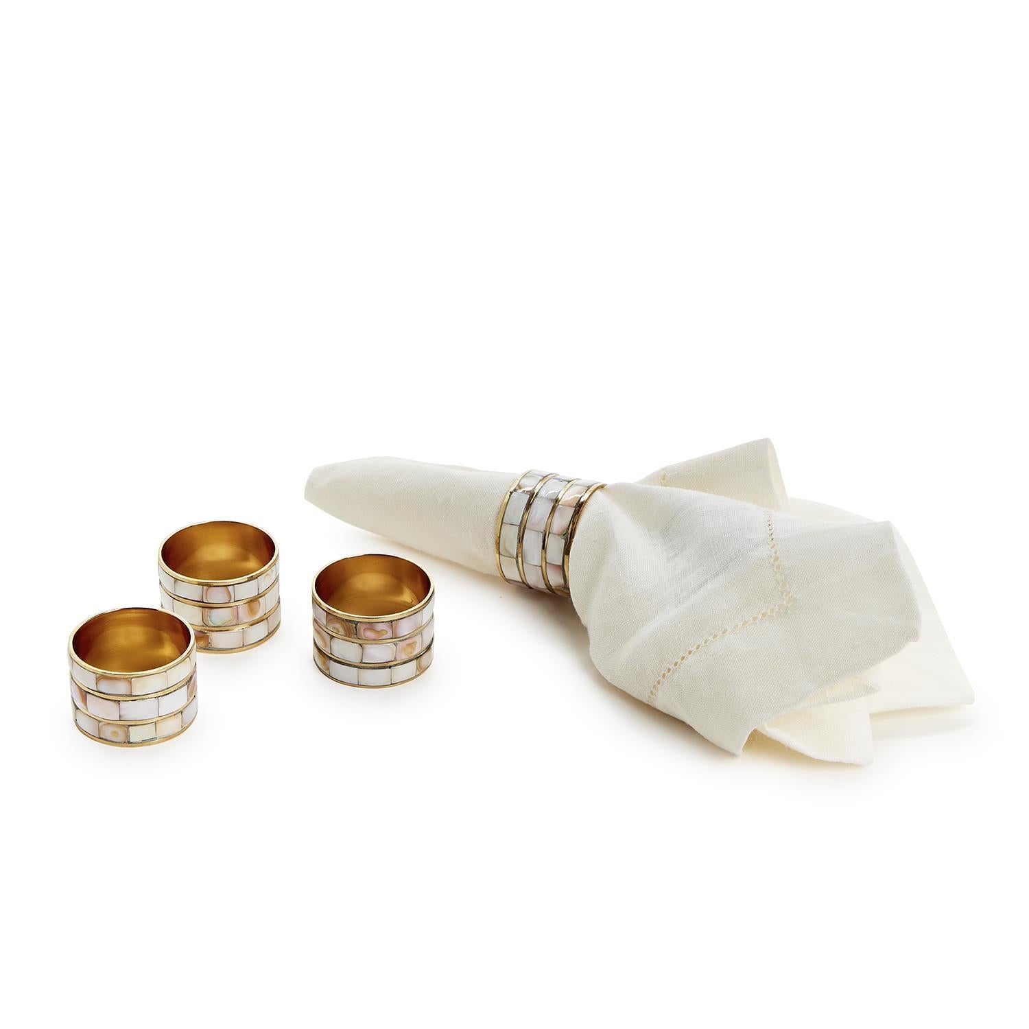 Set of 4 Mother of Pearl Napkin Ring Holder