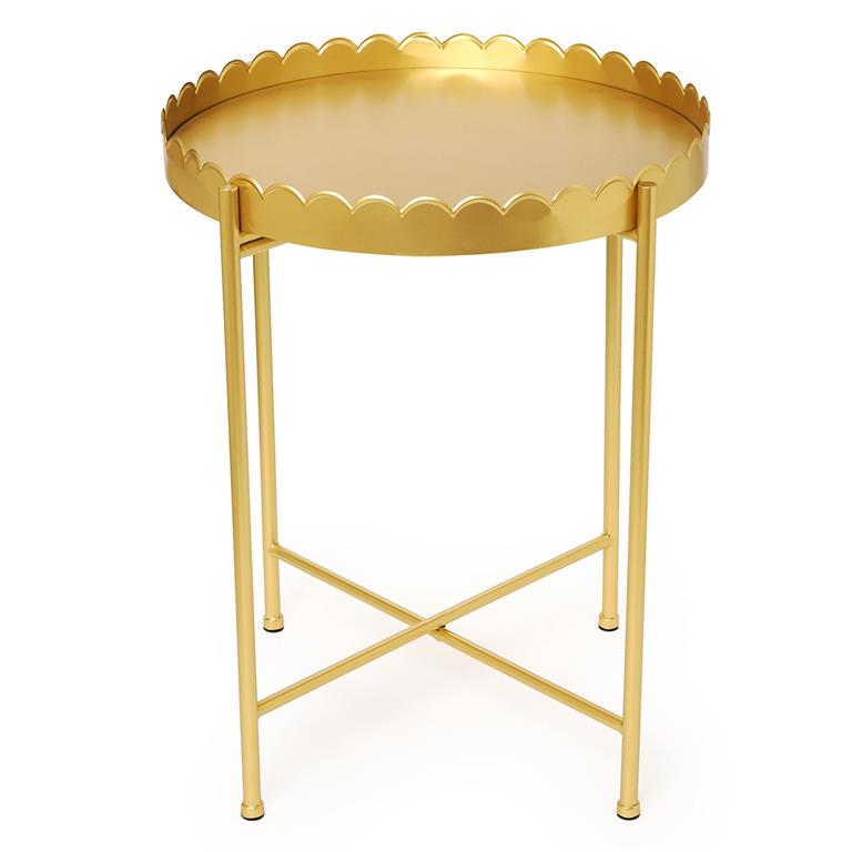 Gold Scalloped Edge Round Side/Accent Table