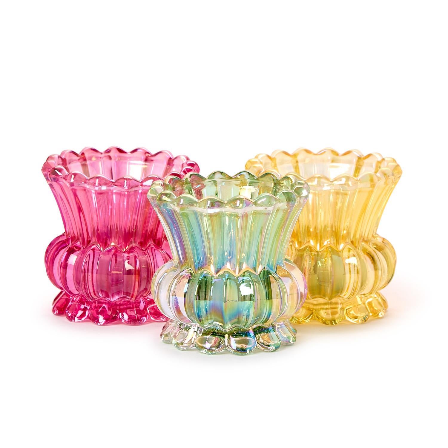 Green Iridescent Tealight / Bud Flower Vase