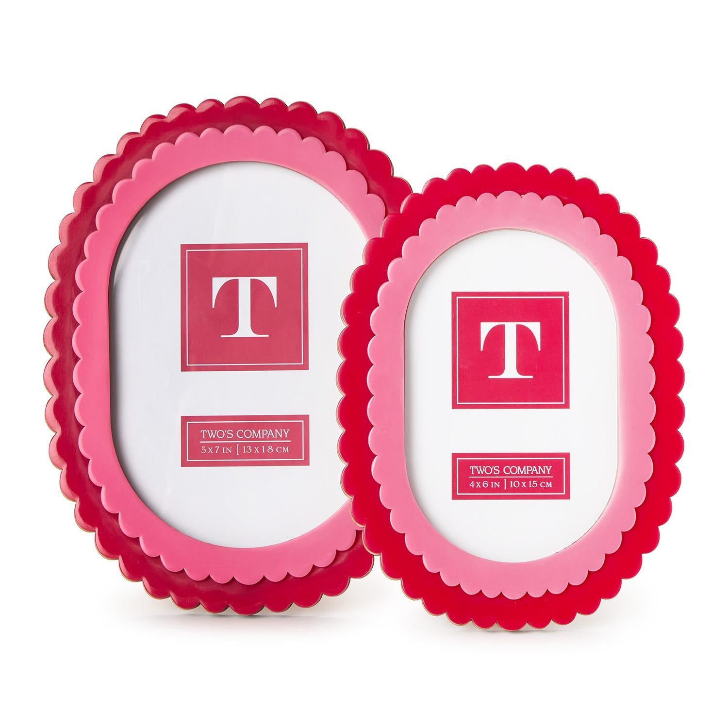 4x6 Double Scalloped Edge Pink/Dark Pink Photo Frame