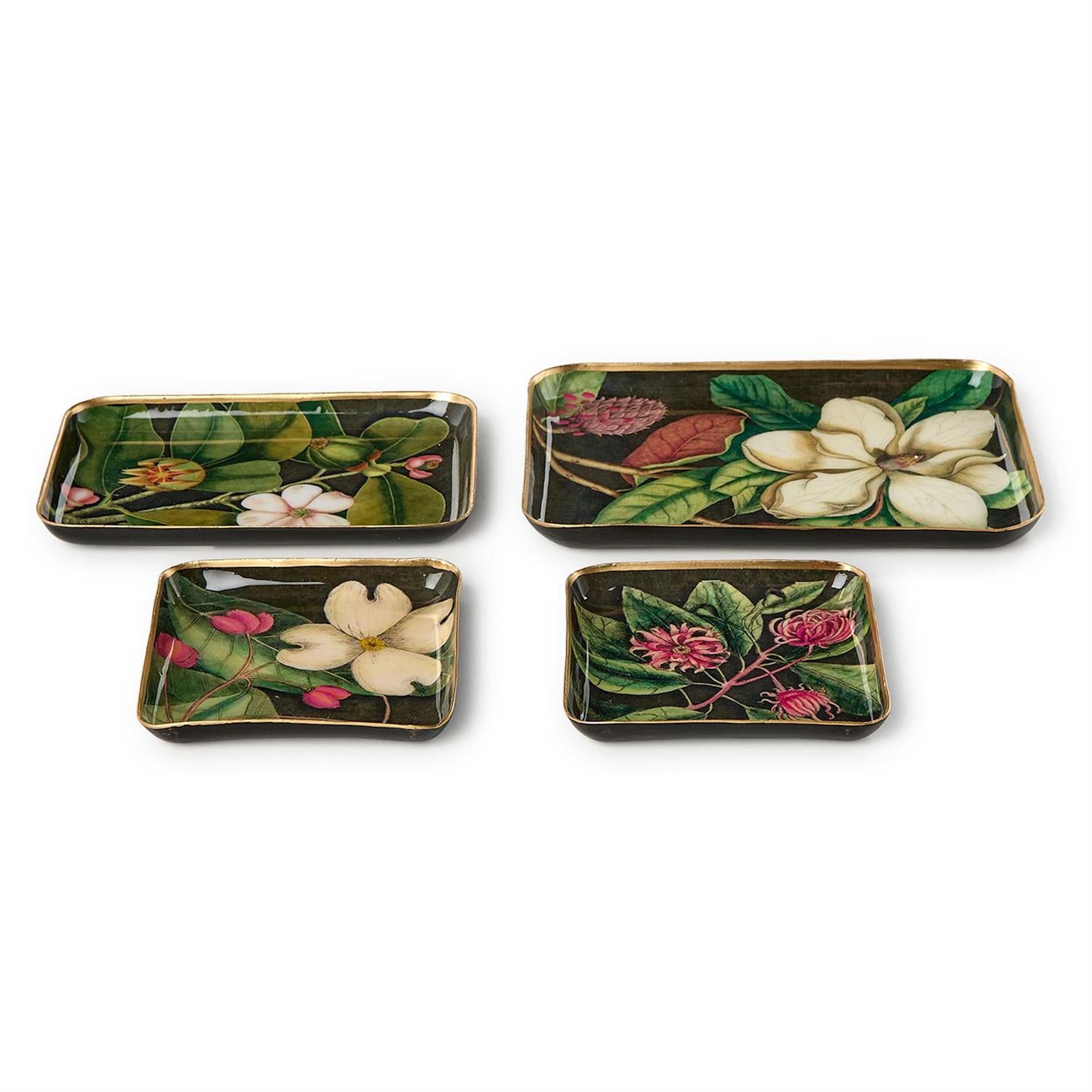 5x7 Vintage Floral Print Metal Tray