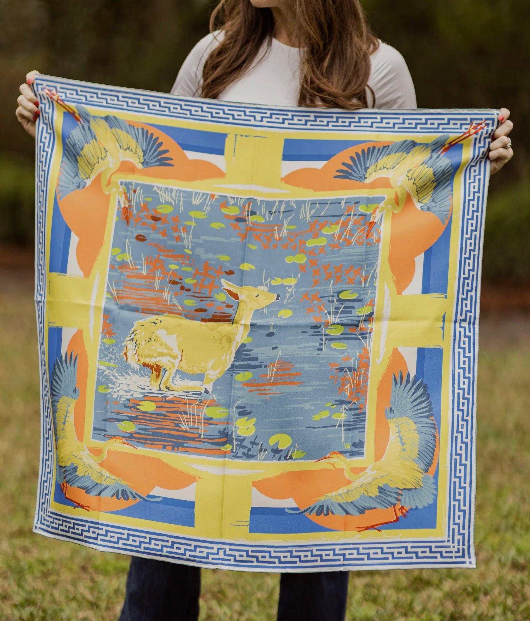 Melon Lily Pad Doe Silk Scarf