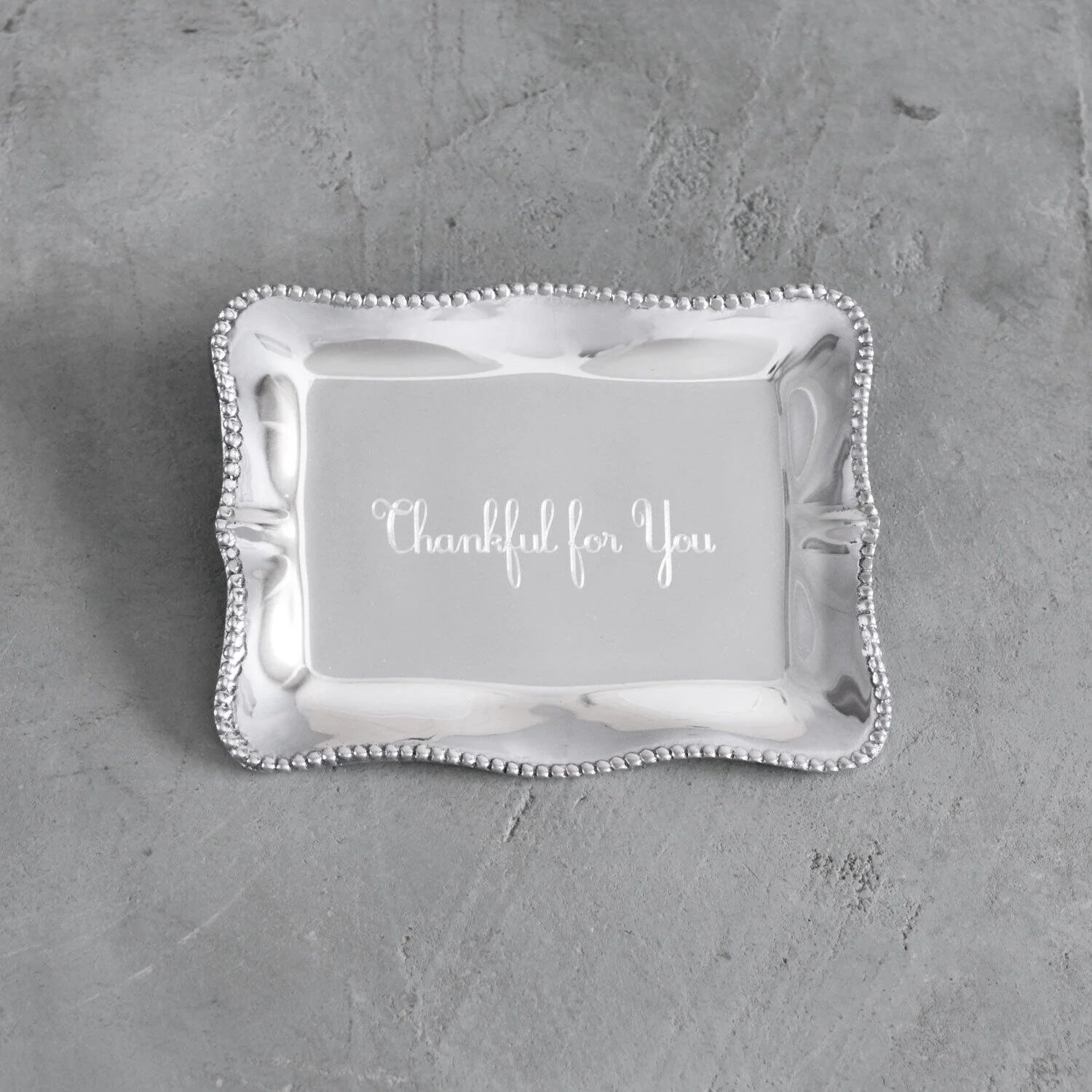 GIFTABLES Pearl Denisse Rectangular Engraved Tray - Thankful For You