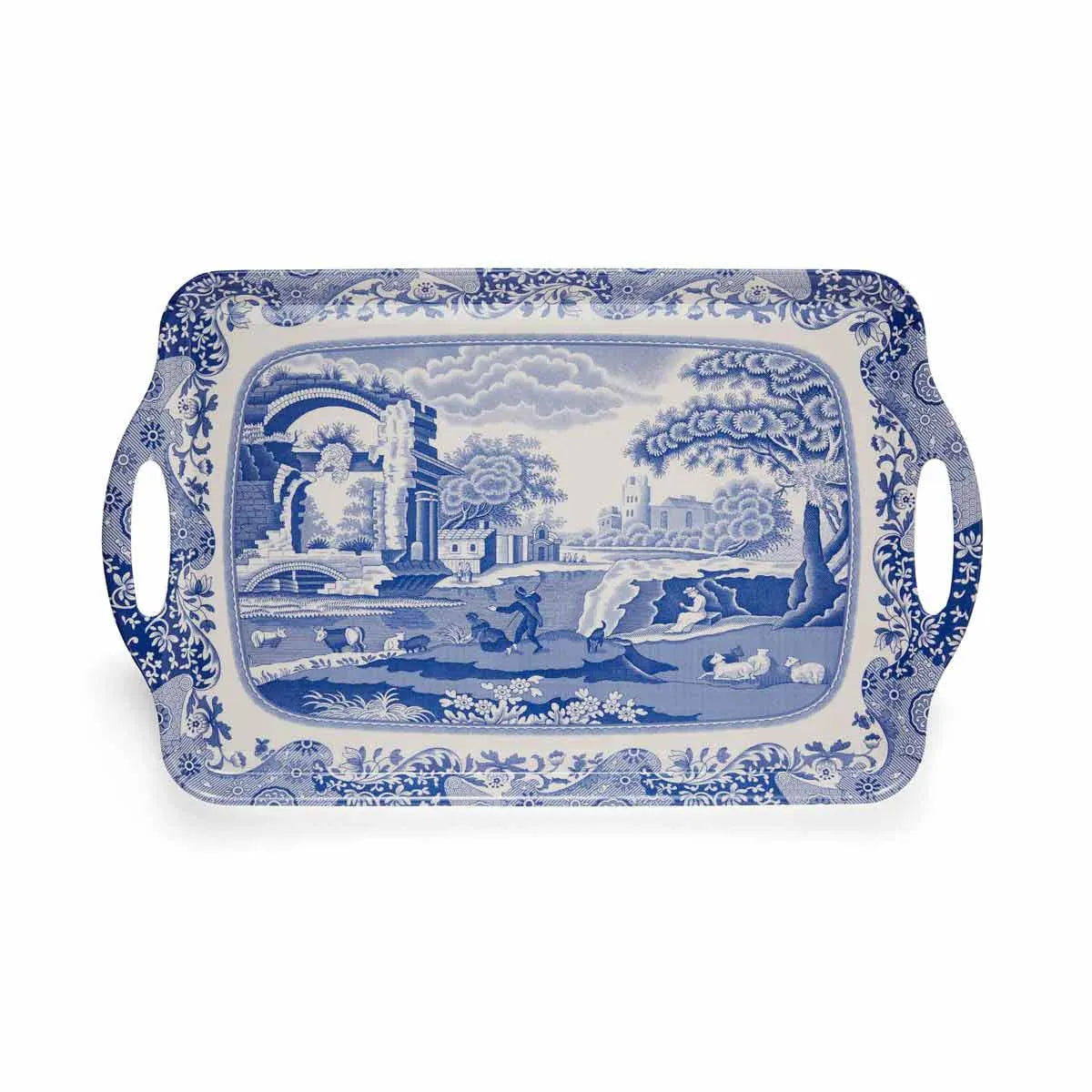 Blue Italian Large Melamine Handled Tray