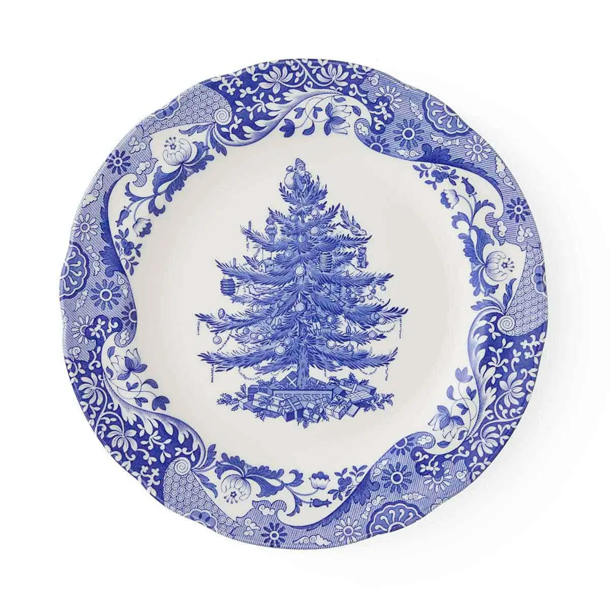 Blue Italian Christmas Tree Dinner Plate