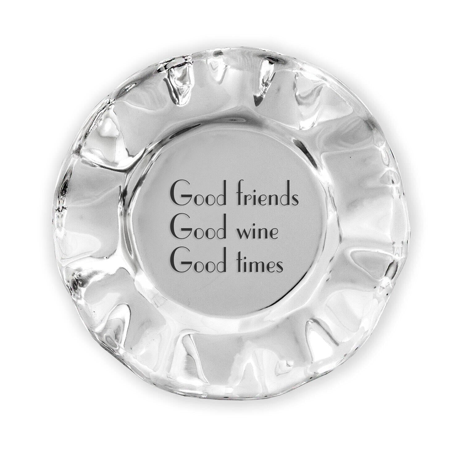 Giftables Vento Wine Plate "Good friends, Good wine, Good times"