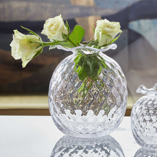 Large Clear Pineapple Textured Bud Vase