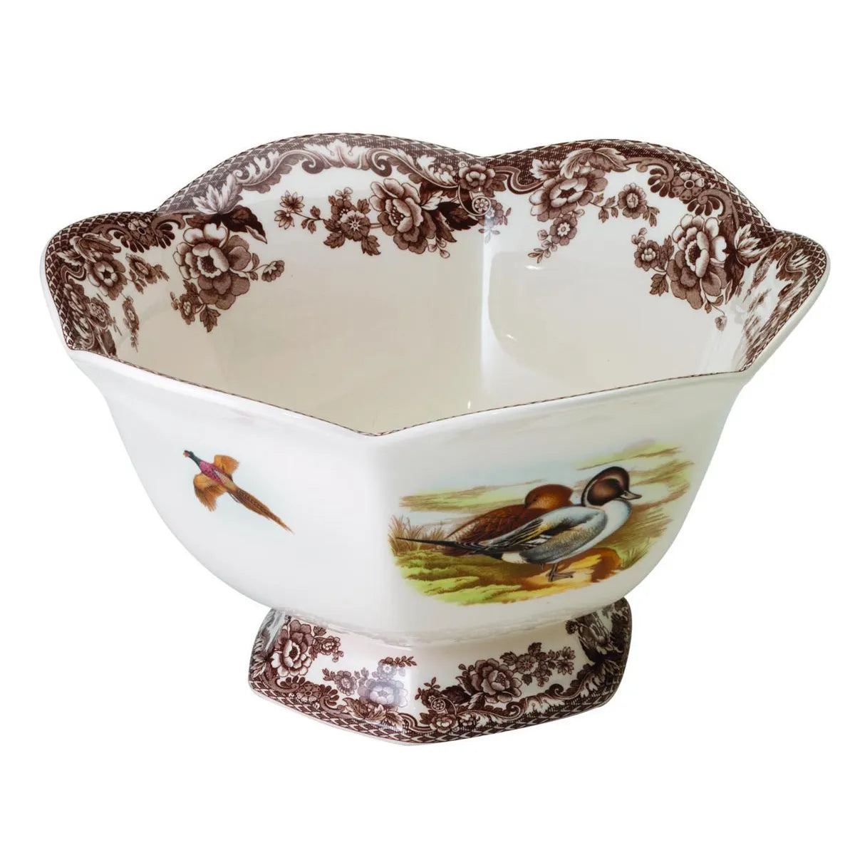 Woodland Lapwing and Pintail Hexagonal Footed Bowl