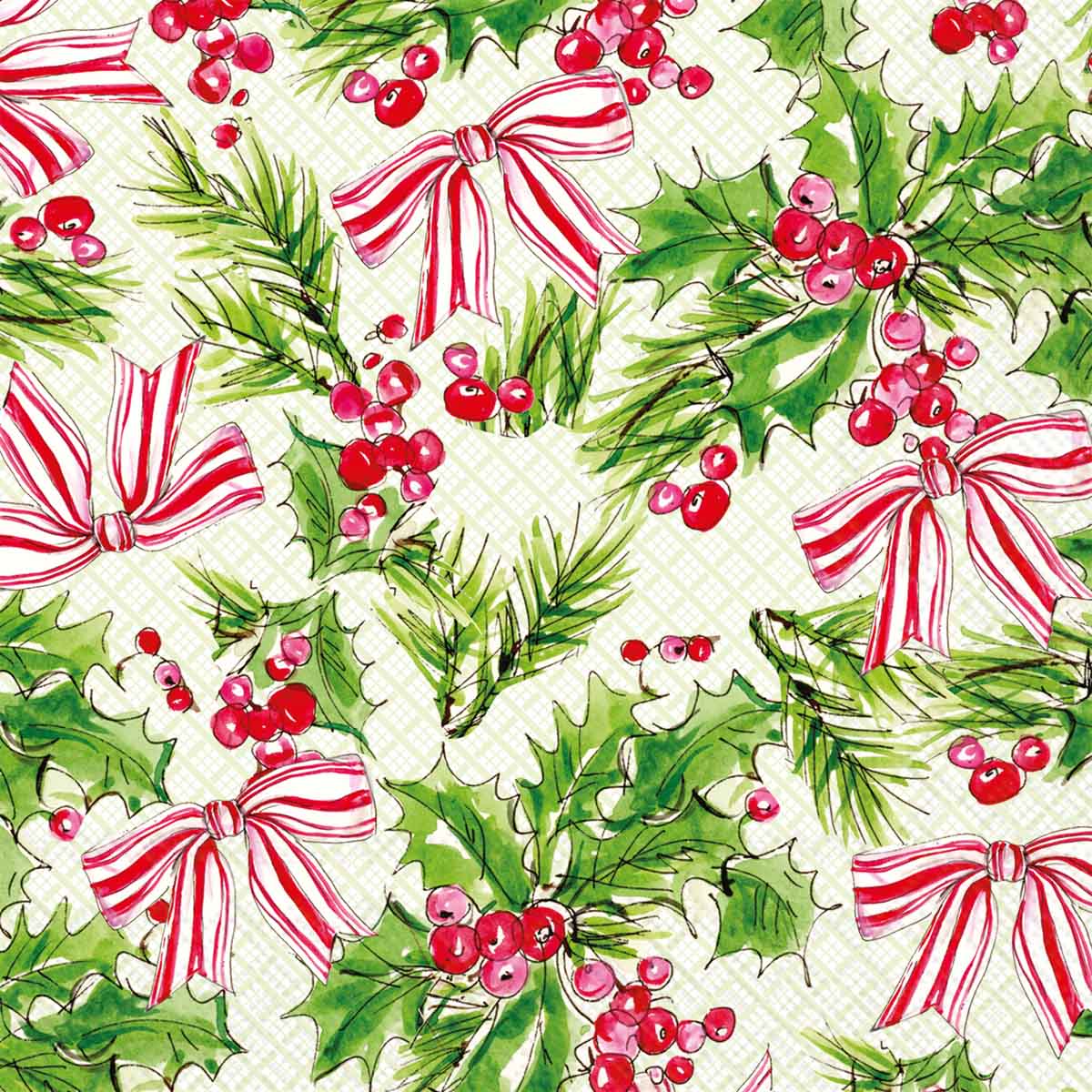 Pink Holly Bows Napkins