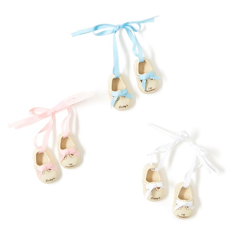 White Pair of Baby Shoes Baby's First Christmas Ornament