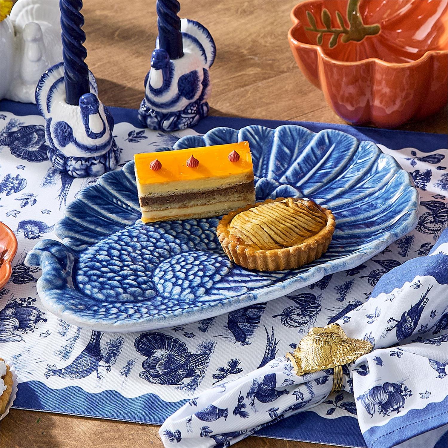 Blue Reactive Glaze Turkey Platter