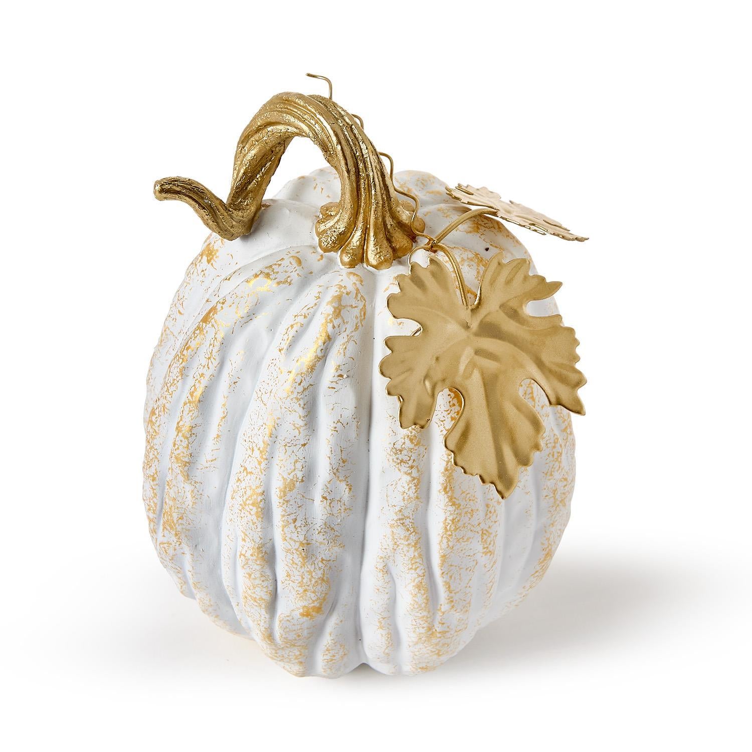 Pumpkin with Golden Leaf Accent