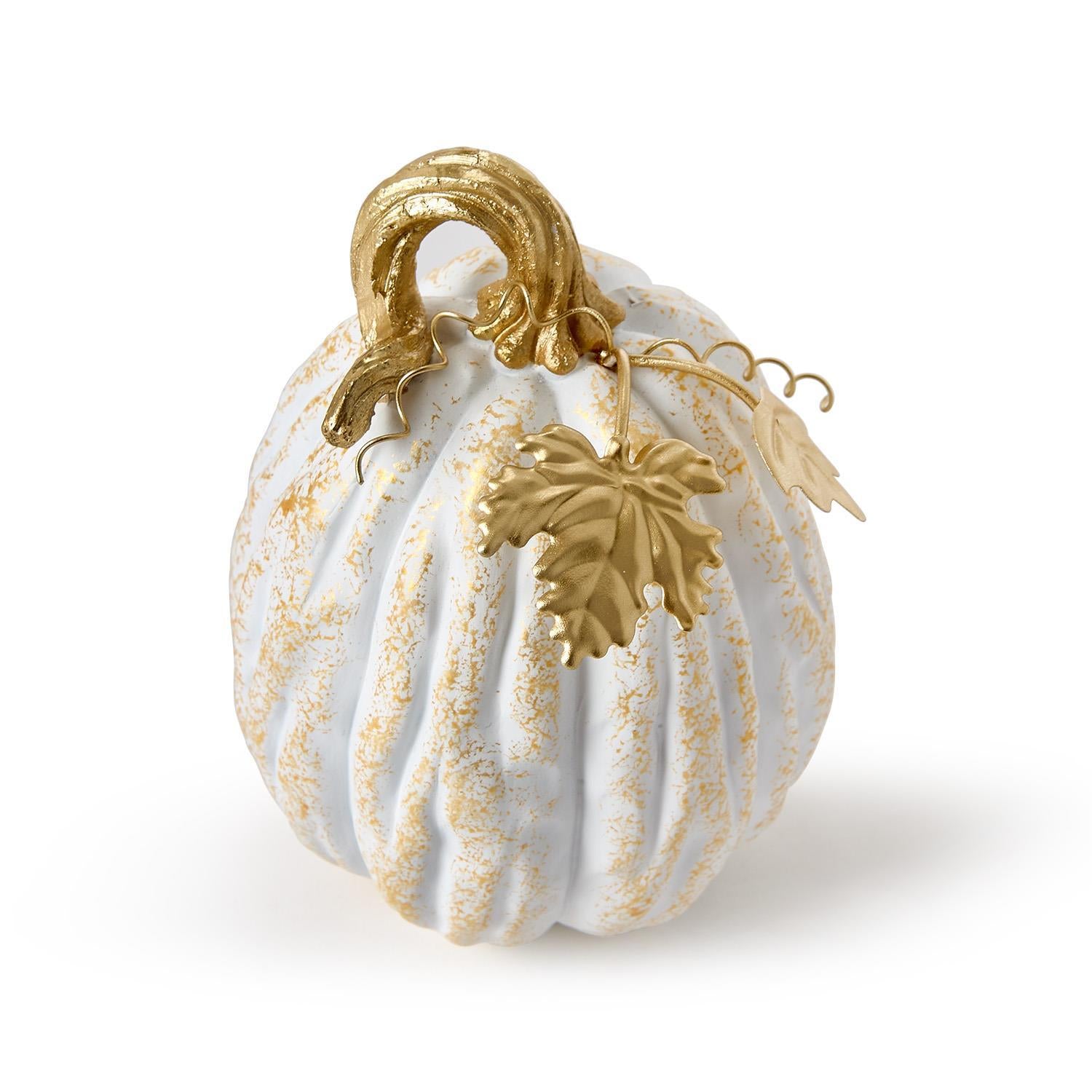 Pumpkin with Golden Leaf Accent