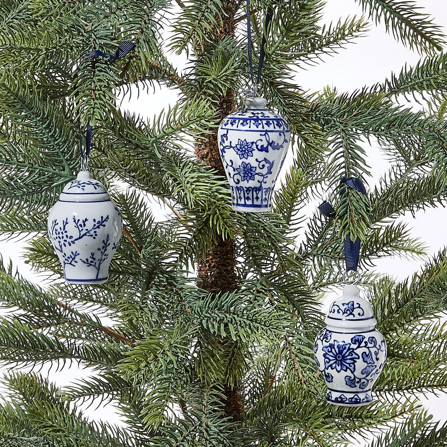Blue and White Chinoiserie Jar Ornament