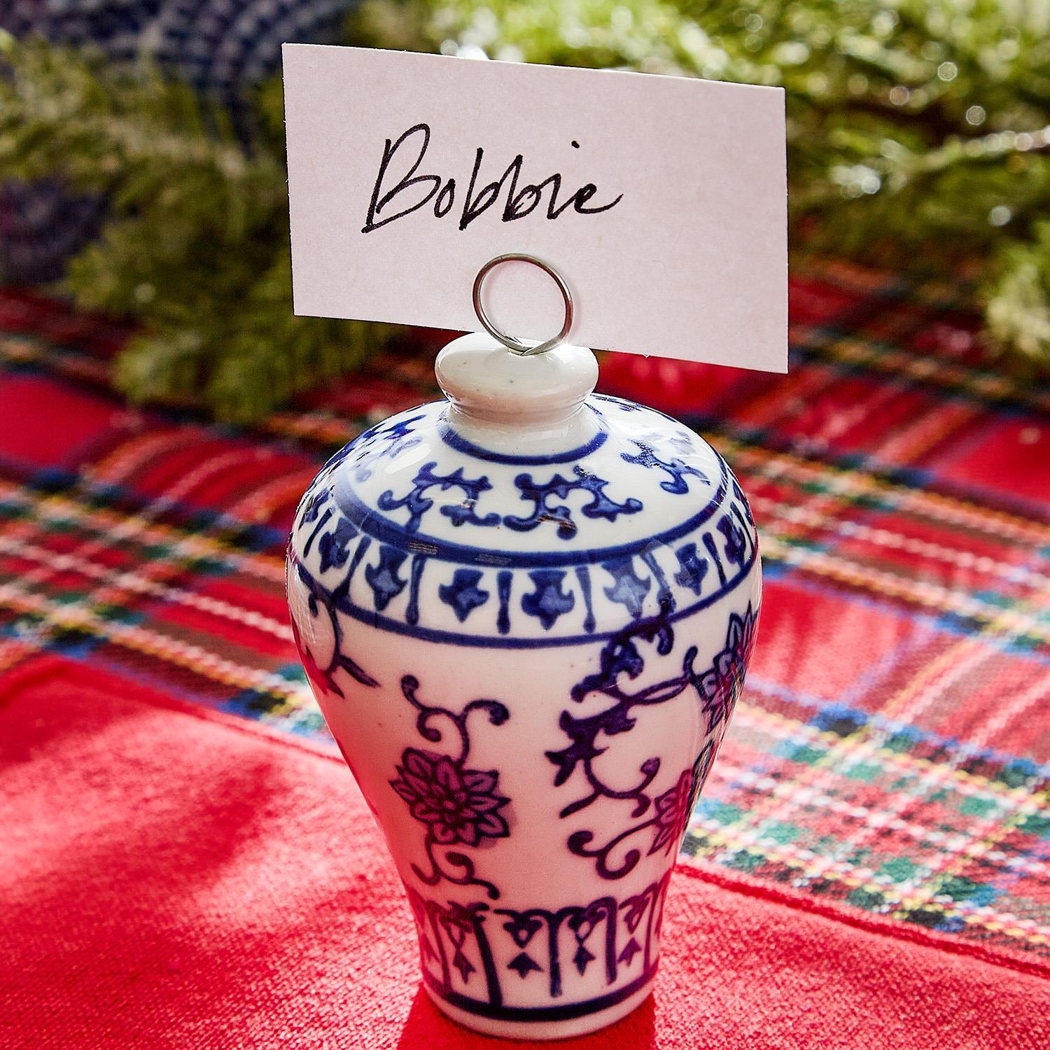 Blue and White Chinoiserie Jar Ornament