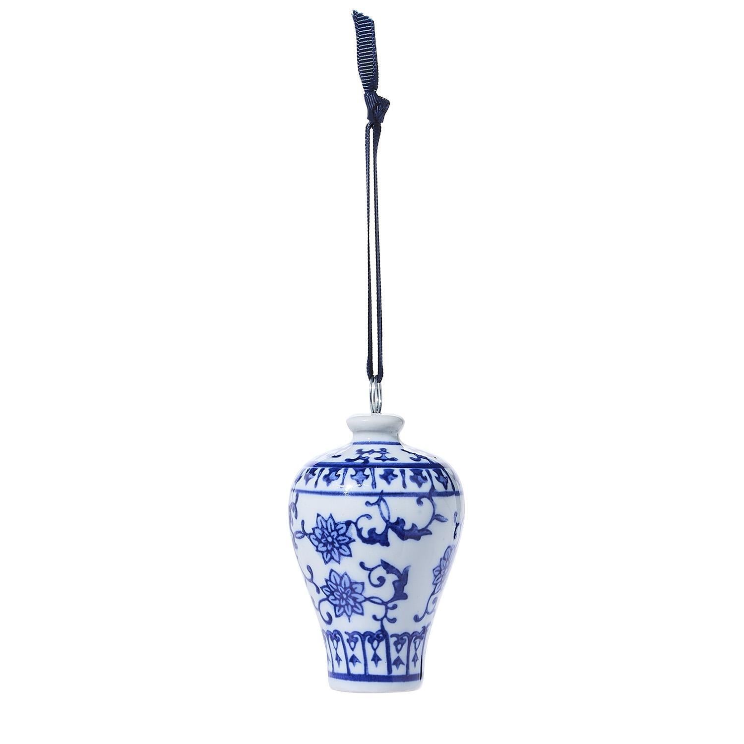 Blue and White Chinoiserie Jar Ornament
