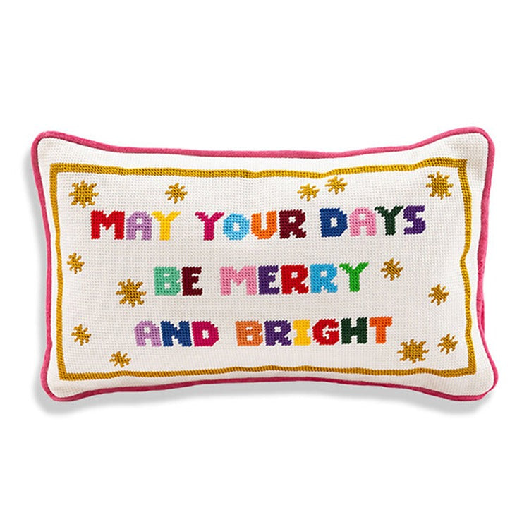 Merry & Bright Needlepoint Pillow