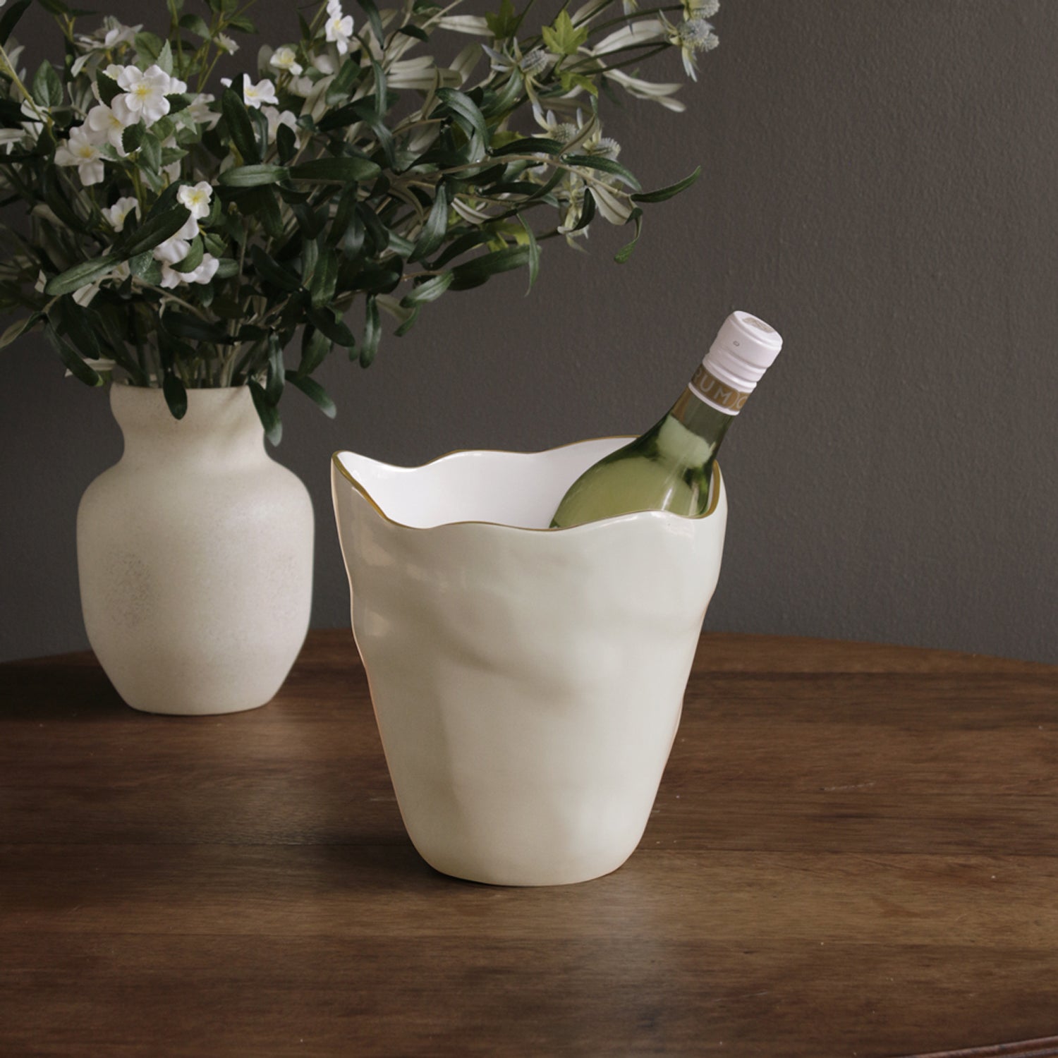 ENCANTO Soho Large Ice Bucket (Cream and White)