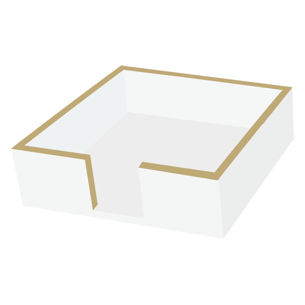 White/Gold Wood Cocktail Napkin Holder