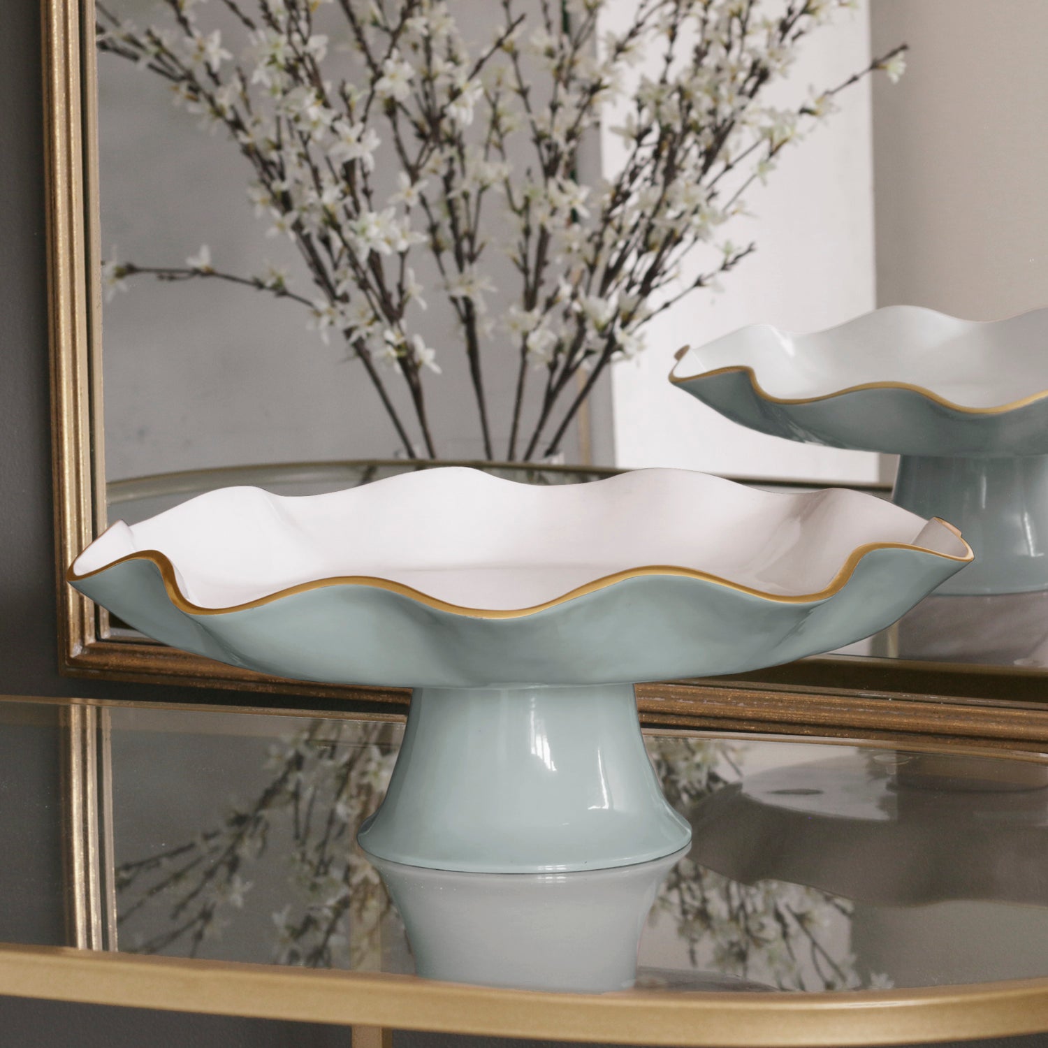 ENCANTO Carola Pedestal Cake Plate (Slate and White)