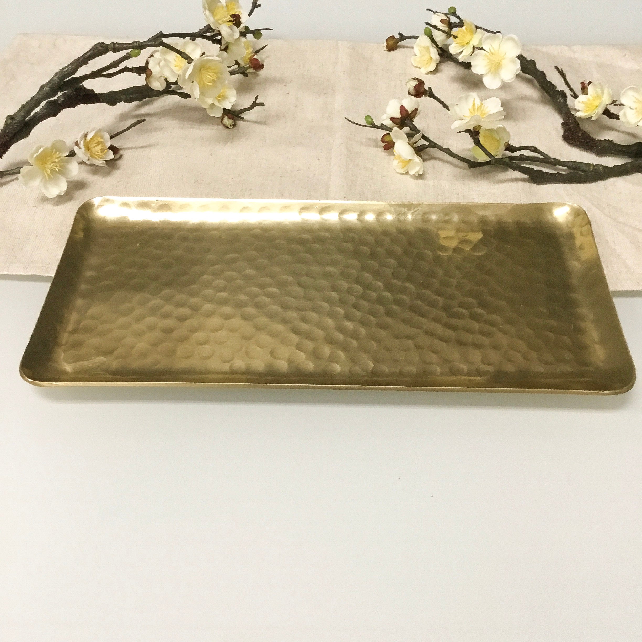 Gilded Rectangular Hammered Plate