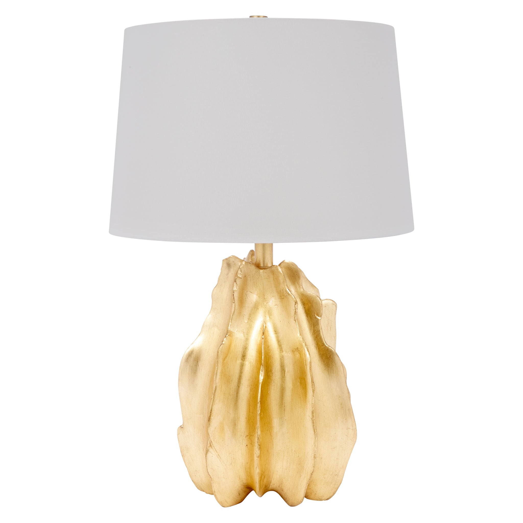 Gold Leaf Henry Lamp With White Linen Shade