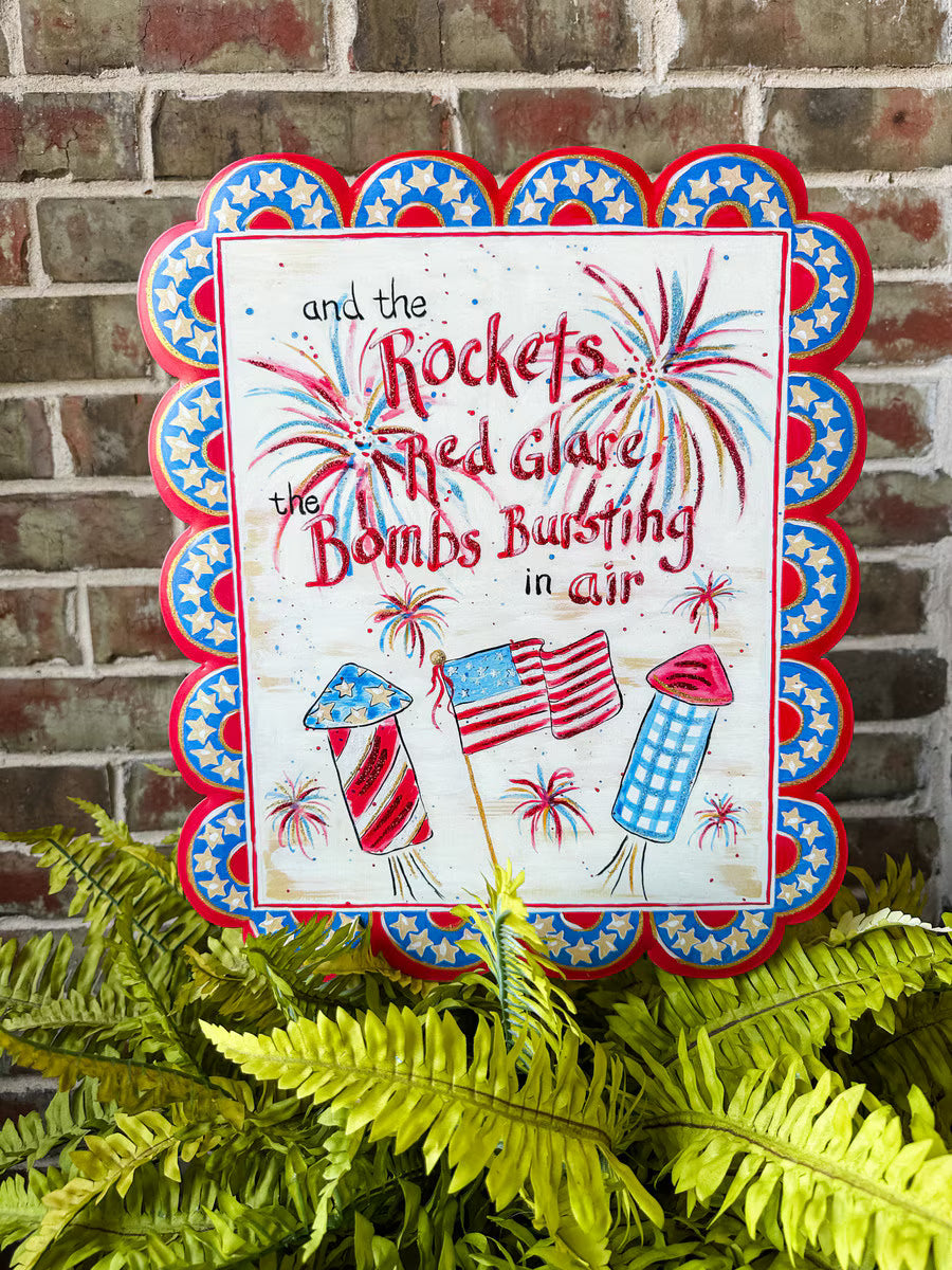 Rockets Red Glare Scalloped Sign