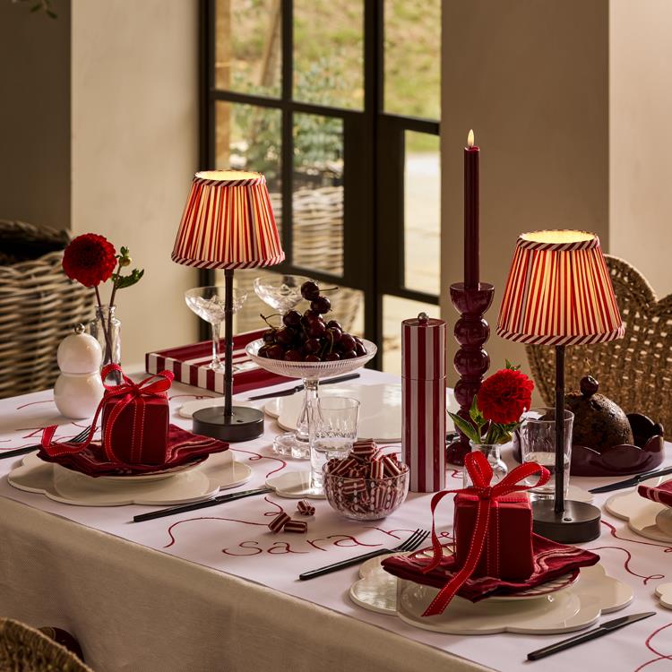 Red Striped Lampshade - 6"