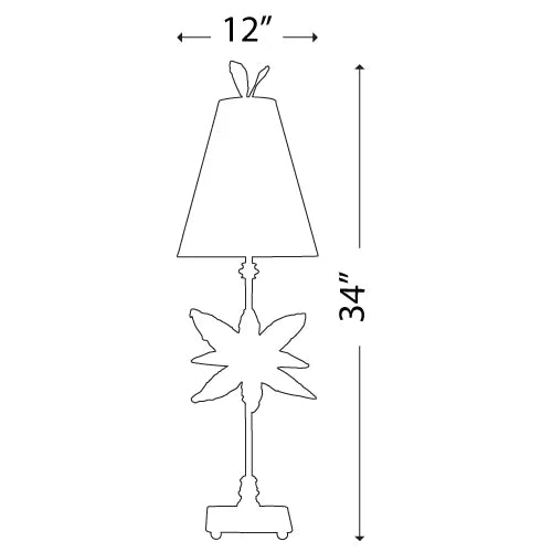Measurement chart of a decorative lamp with dimensions labeled.