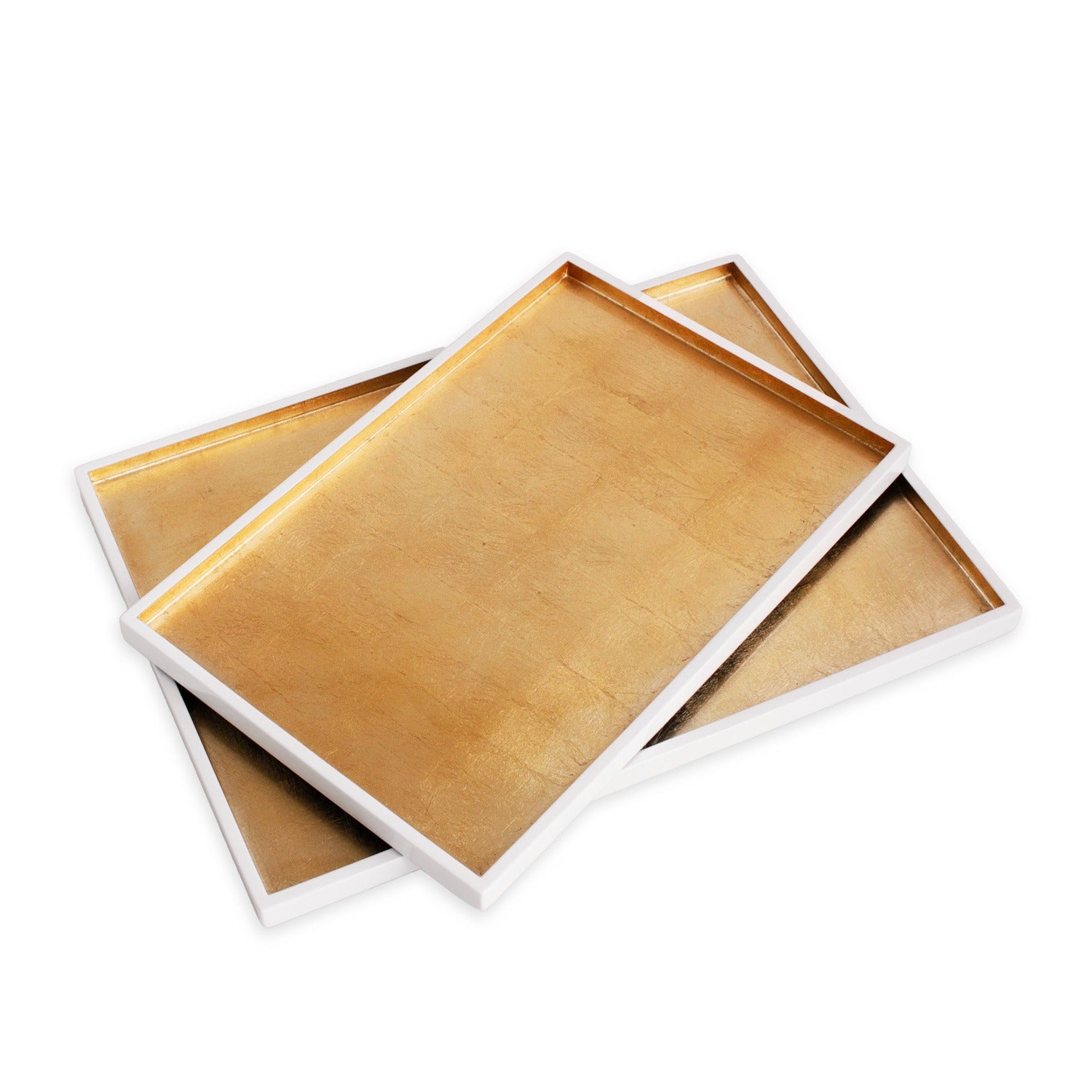 INDOCHINE Rectangle Lacquered Tray Small (White and Gold)