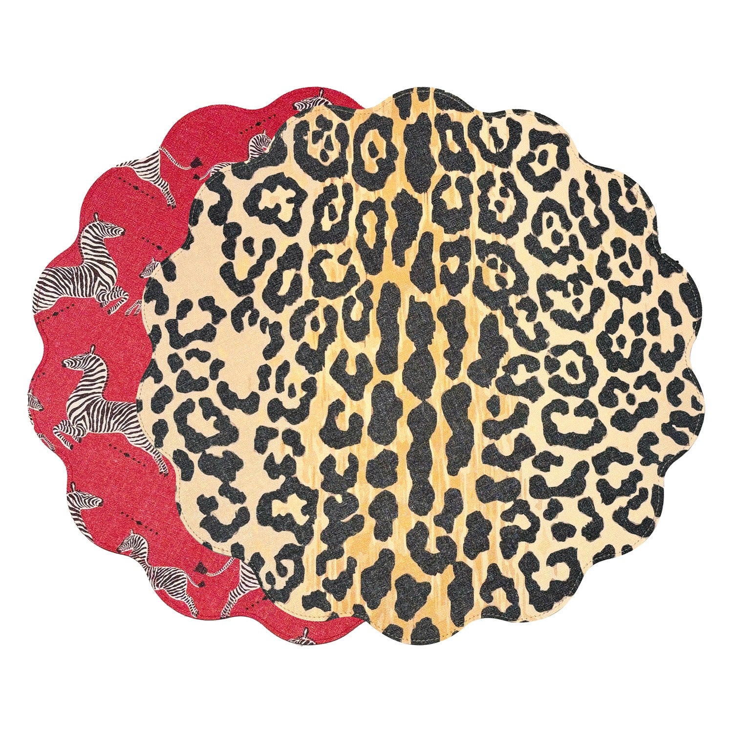 VIDA Cheetah and Zebra Reversible Round Placemats | Set of 4