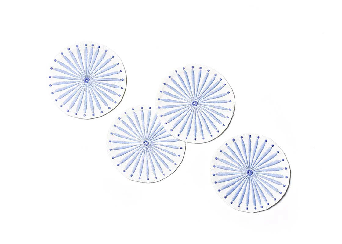 IRIS BLUE BURST ROUND COCKTAIL NAPKIN, SET OF 4