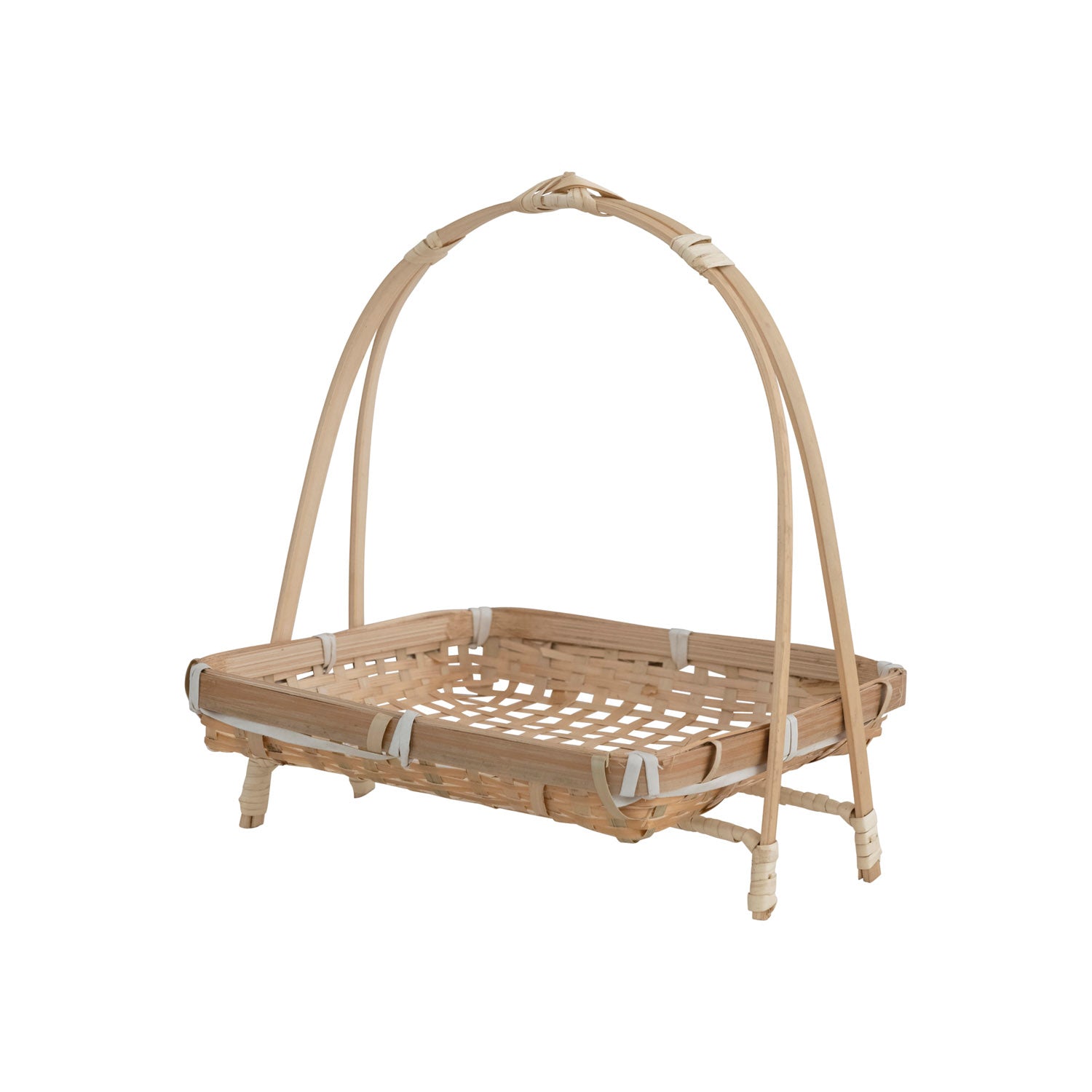 Bamboo tray with stand on a white background