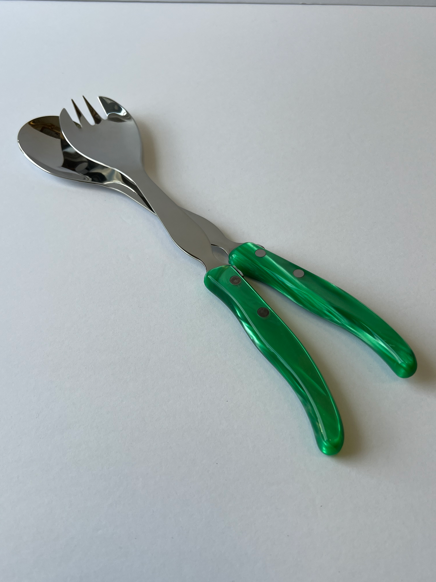 Berlingot Salad Service | Green Grass Handle