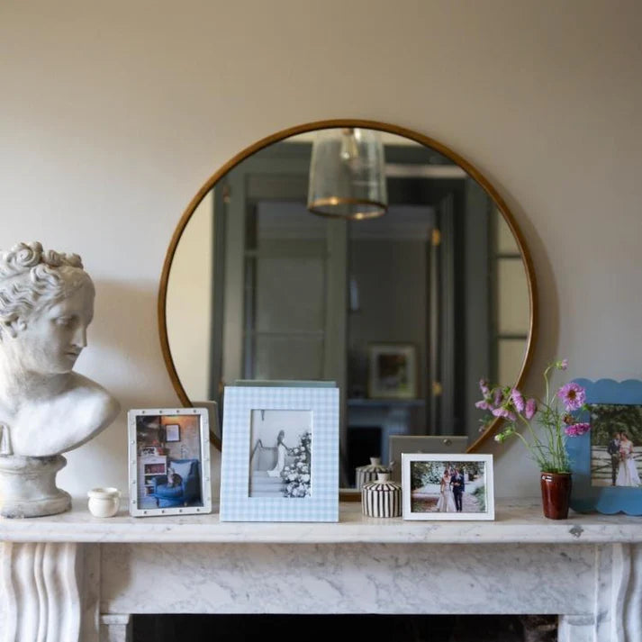 Blue Gingham Lacquer Photo Frame