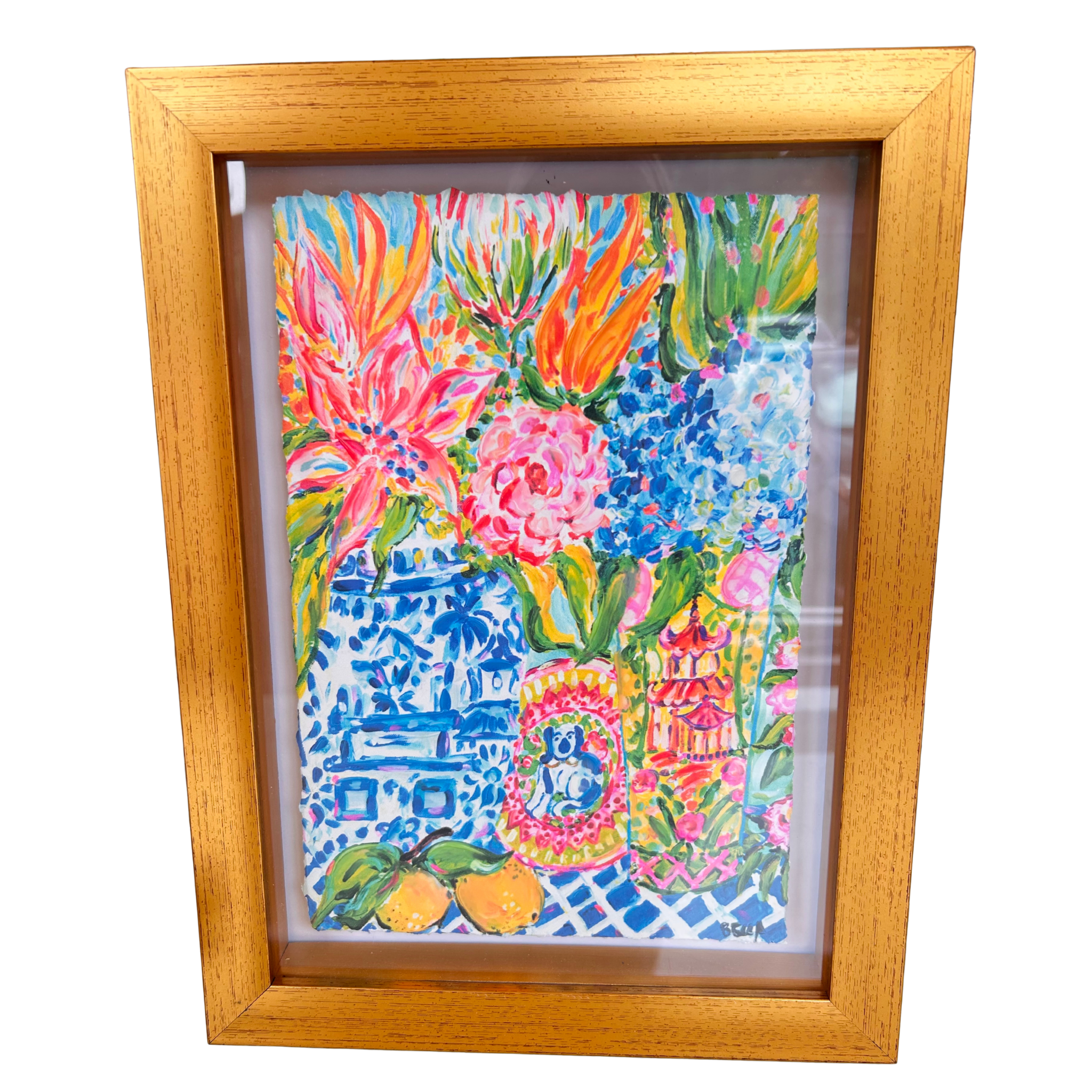 Botanical Rhapsody in Gold Shadow Box