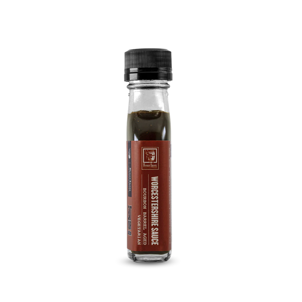 Bottle of Worcestershire sauce on a white background