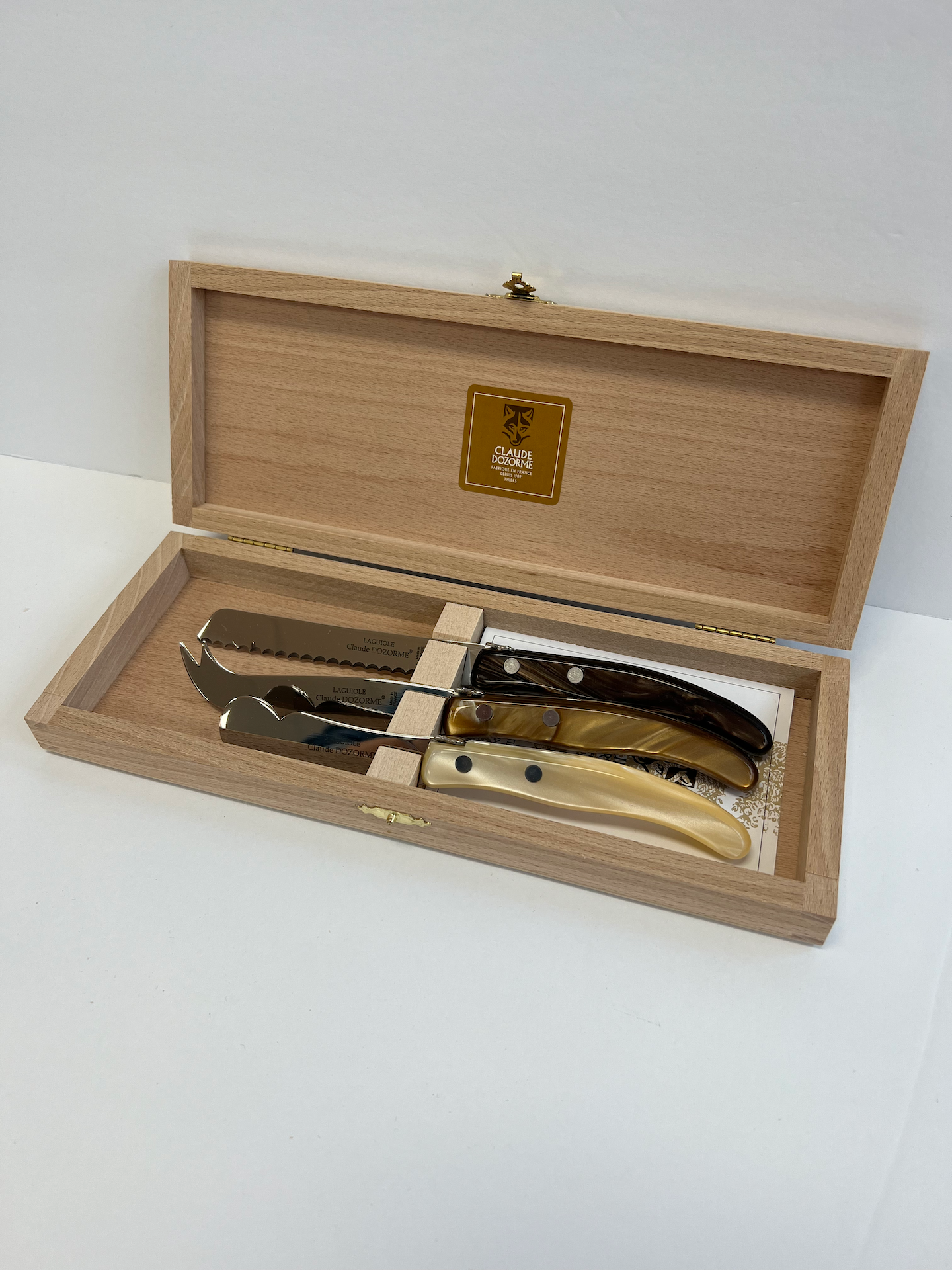 Box of Berlingot 3 Piece Breakfast Set | Mixed Brown Tone Handles