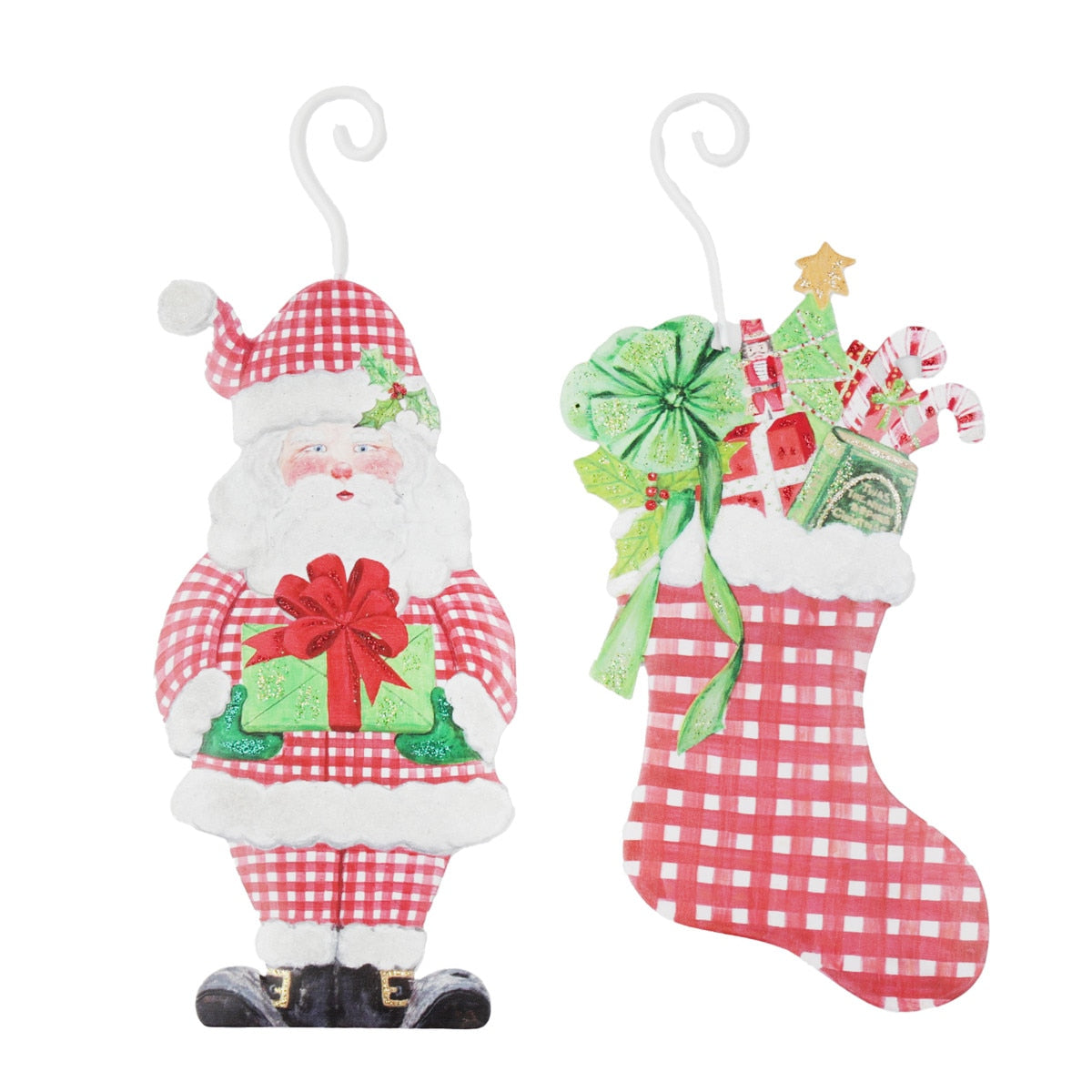 Gingham Santa or Stocking Ornament