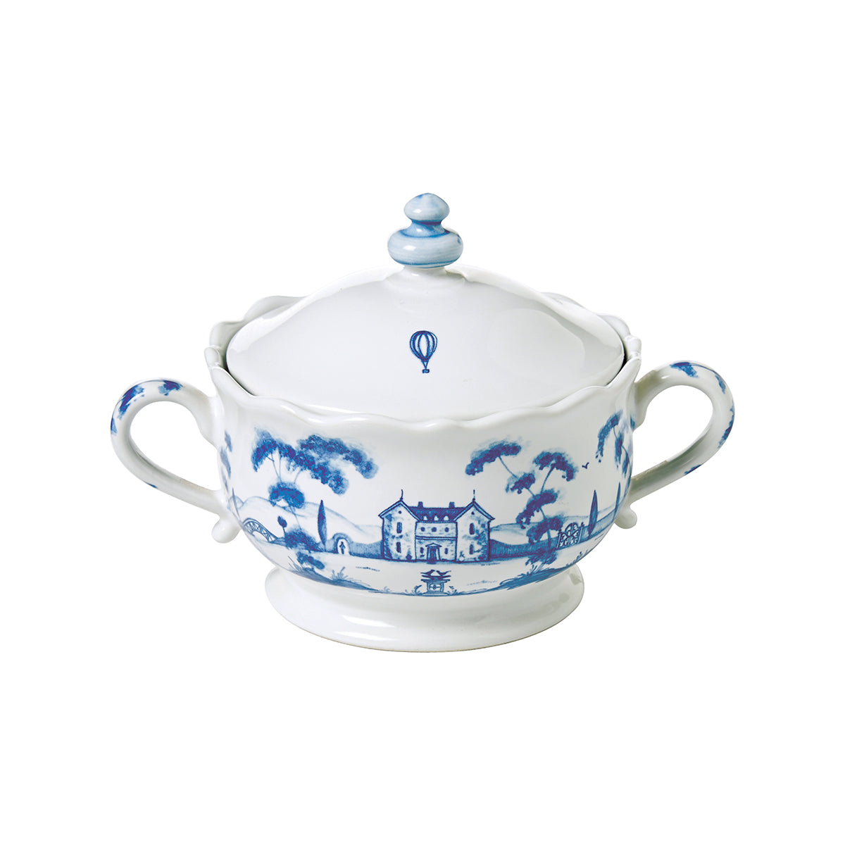 Country Estate Delft Blue Sugar Pot Main House
