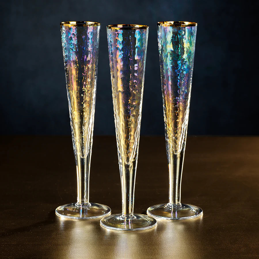 Aperitivo Slim Champagne Flute - Luster with Gold Rim”