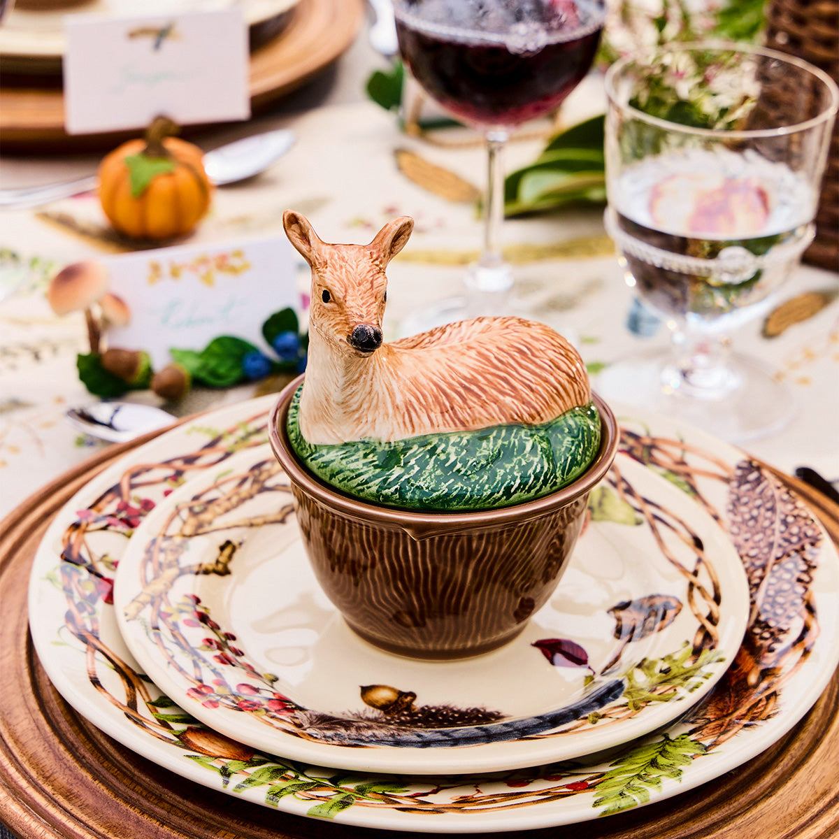 Forest Walk Deer Bowl with Lid - Multi