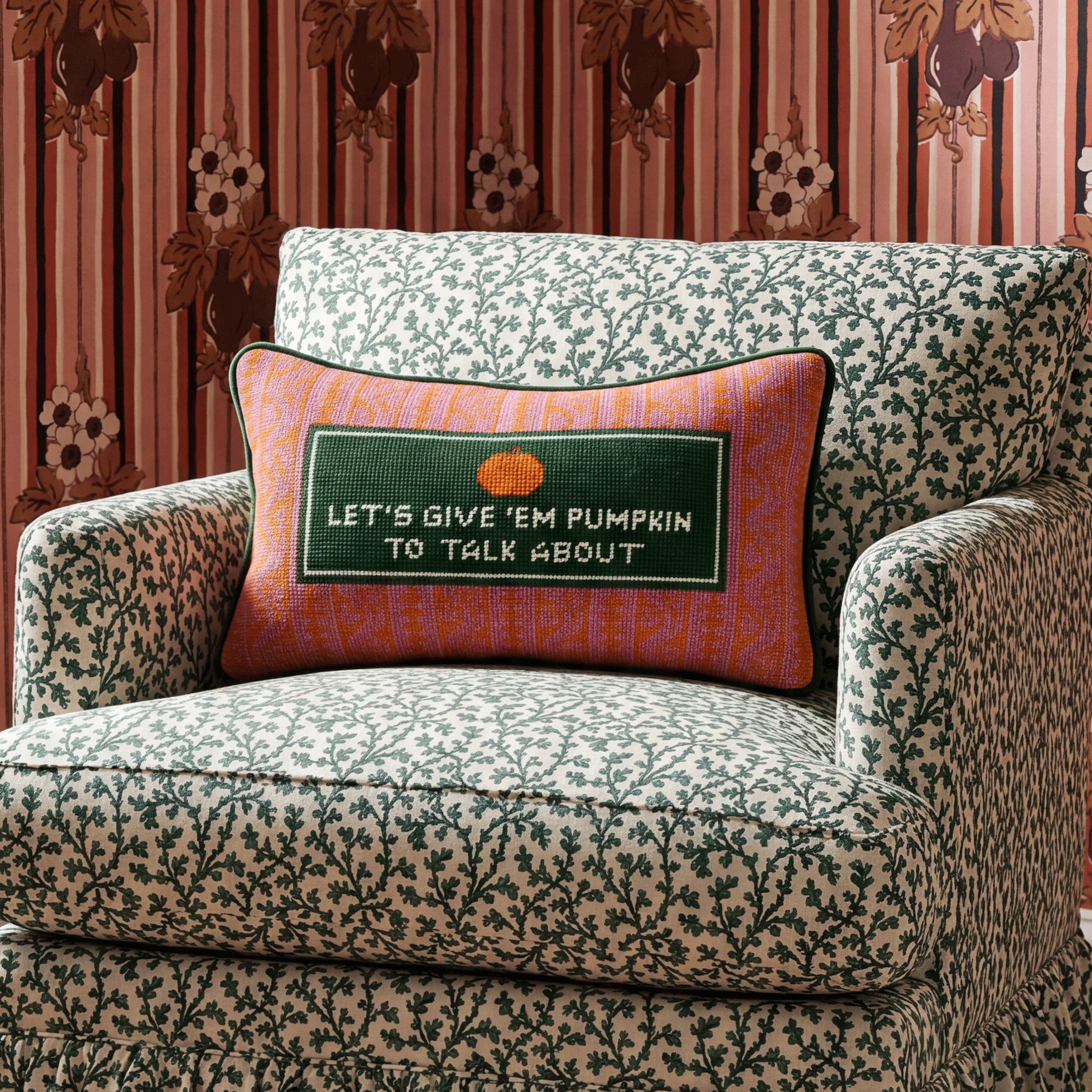 Pumpkin to Talk About Needlepoint Pillow