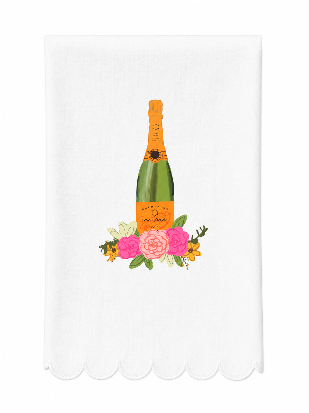 Champagne Scalloped Tea Towel
