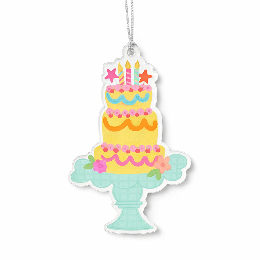 Colorful Tiered Birthday Cake Acrylic Ornament