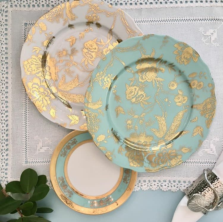 Jardin Secret Turquoise and Gold Accent Plate