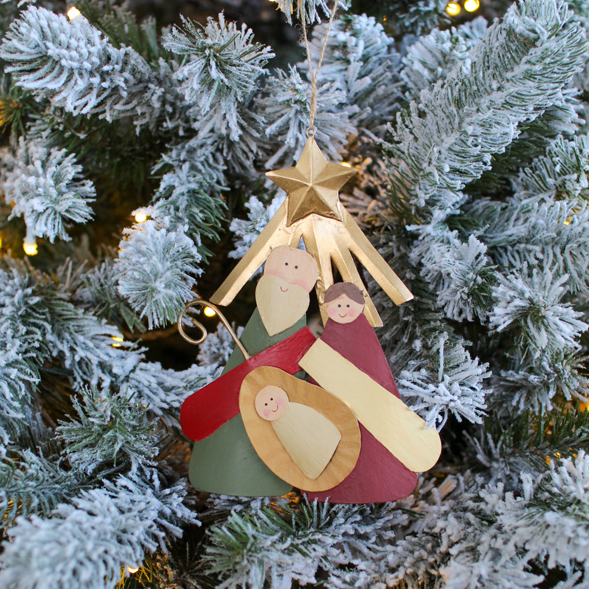 Large Tin Nativity Ornament