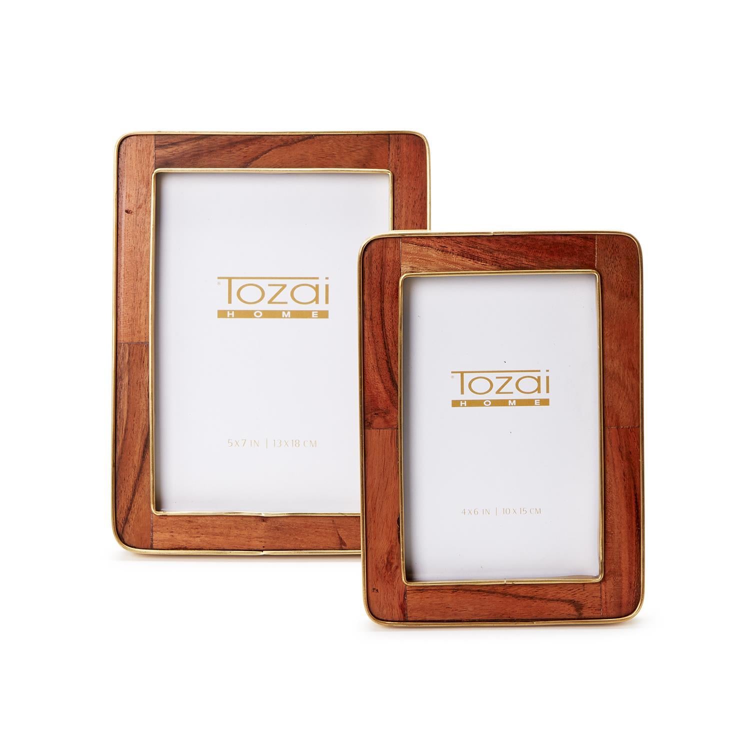Wood with Rounded Edge with Brass Photo Frame